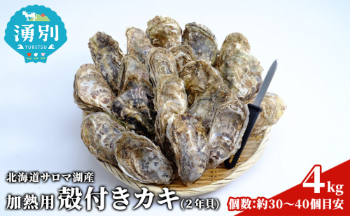 北海道 サロマ湖産 加熱用 殻付き 牡蠣貝（2年貝）4kg カキ 牡蠣 かき 海鮮 魚介 国産 貝付き 冷蔵 焼き牡蠣 蒸し牡蠣 魚貝類 生牡蠣  181469 - 北海道湧別町