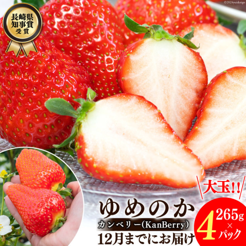 CF107 長崎県知事賞受賞【大玉いちご】「ゆめのか（3L以上）」265g×4パック＜12月までにお届け＞ 182473 - 長崎県島原市