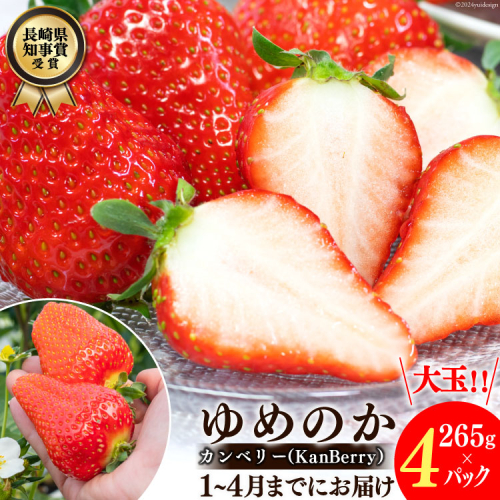 【期間限定発送】EA050 長崎県知事賞受賞【 大玉 いちご 】「 ゆめのか （3L～5L）」265g×4パック ＜1～4月にお届け＞ 182495 - 長崎県島原市