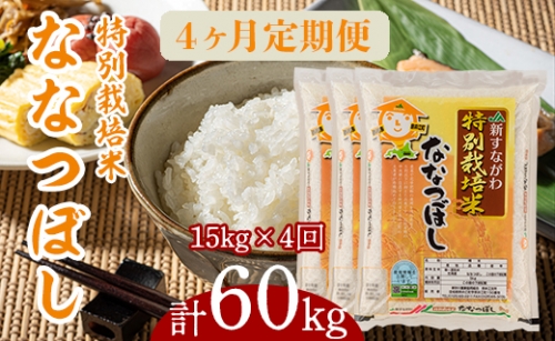 [AT25]『特別栽培米ななつぼし5kg×3』定期便！毎月1回・計4回お届け