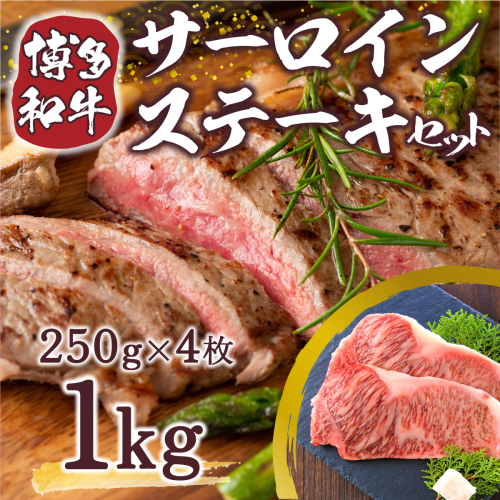 博多和牛 サーロイン ステーキ 250g 4枚 1kg [MEAT PLUS 福岡県 宇美町 um40azp010009] 牛肉 サーロインステーキ 肉 和牛 183037 - 福岡県宇美町