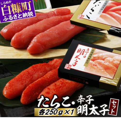 たらこ・辛子明太子セット 【各250g×1】
 1833 - 北海道白糠町