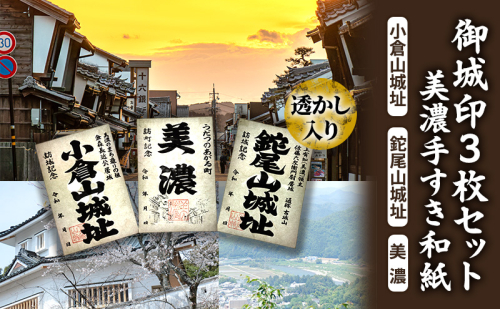 美濃手すき和紙 透かし入り 御城印3枚セット（台紙1枚付） 1837338 - 岐阜県美濃市