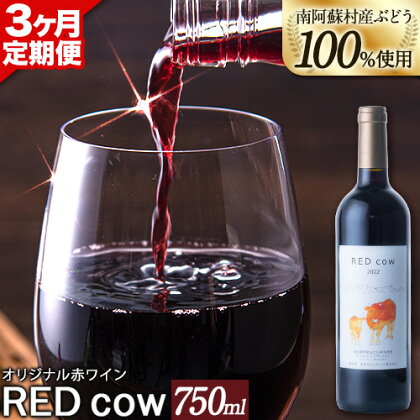 【3ヶ月定期便】南阿蘇村産ぶどう100%使用 赤ワイン RED cow 1本 750ml《お申込み月の翌月から出荷開始》熊本県 南阿蘇村 カベルネ・ソーヴィニヨン ヤマ・ソーヴィニヨン ワイン 酒 お酒 定期 計3回 お届け 1838239 - 熊本県南阿蘇村