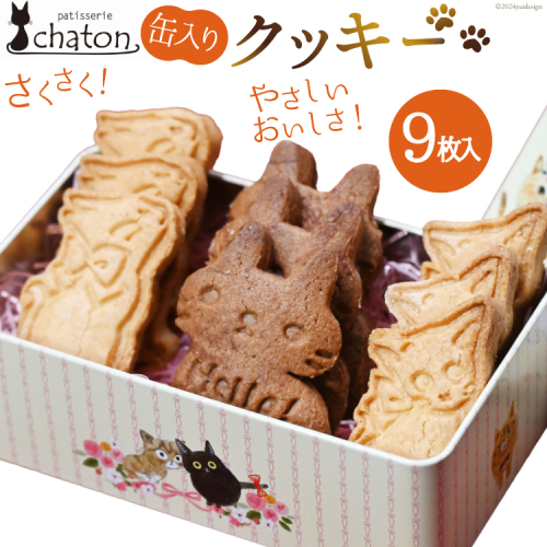 AI193 クッキー 9枚 1缶 [ クッキー缶 ねこ 猫 チョコ 焼き菓子 かわいい バレンタイン 贈り物 スイーツ 菓子 ギフト パティスリーシャトン 長崎県 島原市 ] 1838942 - 長崎県島原市