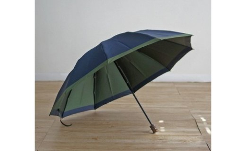 【数量限定】橘　折りたたみ傘　60cm　10本骨(ネイビー×グリーン) 184205 - 山梨県都留市
