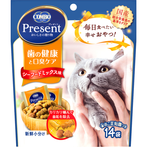 《ペットフード》日本ペットフード コンボプレゼント キャットおやつ 歯の健康と口臭ケア 42g(小分け14袋入り)×30袋(ケース) 1850185 - 静岡県袋井市