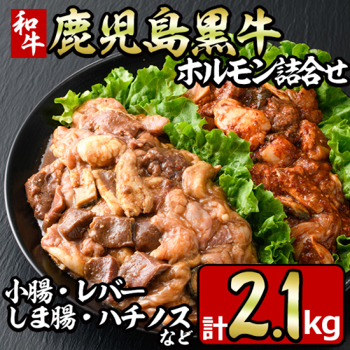 No.790 鹿児島黒牛のホルモンのタレ味と旨辛味の詰合せ(合計2.1kg・300g×7P) 【やきにく茶屋和昇】 185452 - 鹿児島県日置市