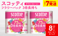 ＼スピード発送/[スコッティ]フラワーパック 3倍長持ち 4ロール(ダブル)× 2パック 合計8ロール 香りつき 日用品 生活必需品 スピード発送 [7営業日以内に発送]