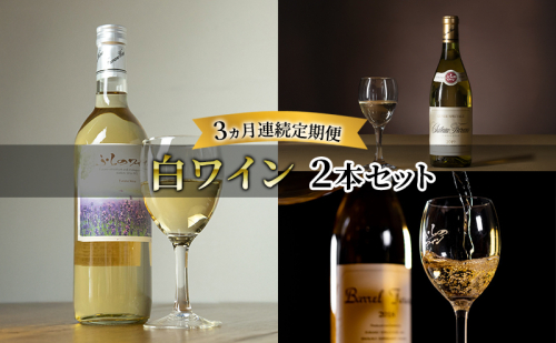 【全3回白ワイン定期便 3ヵ月連続！白ワイン2本セット】※申込の翌月から お酒 酒 ワイン ぶどう 飲み物 アルコール 北海道 送料無料 道産 富良野市 ふらの 1859958 - 北海道富良野市