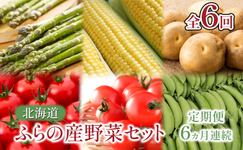 【2025年春～秋発送】北海道 定期便 6ヵ月 連続 全6回 ふらの産野菜セット富良野市 野菜 新鮮 直送 アスパラ スナップえんどう とうもろこし ミニトマト ほれまる さくら じゃがいも 男爵 たまねぎ 道産 ふらの 送料無料 数量限定 先着順 1859963 - 北海道富良野市