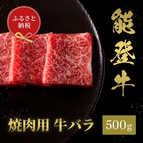 肉【和牛セレブ】能登牛　牛バラ 焼肉 500g 黒毛和牛 霜降り ギフト 石川県 能美市 1860418 - 石川県能美市