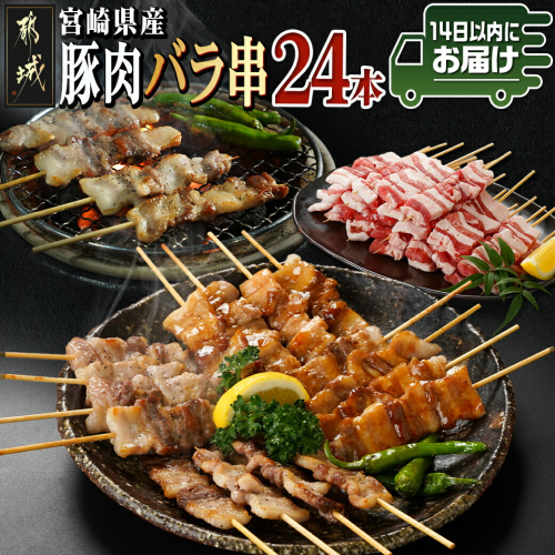宮崎県産豚肉バラ串24本≪みやこんじょ快速便≫_AA-8916-R 1865417 - 宮崎県都城市