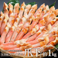 ひとくちサイズ お刺身も出来る！生冷凍ズワイガニ爪下 約1kg【0303502】