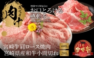 宮崎牛肩ロース焼肉600ｇ 宮崎県産和牛小間切れ200ｇ K18_0035