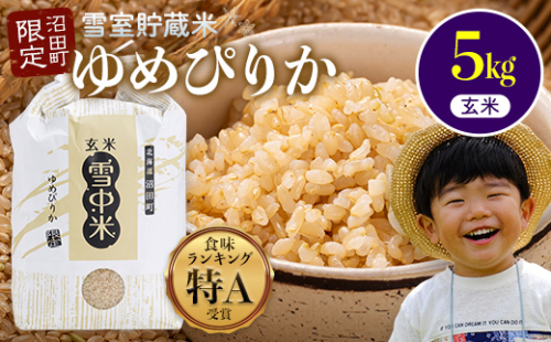 【先行予約】令和7年産 特Aランク米 ゆめぴりか 玄米 5kg（5kg×1袋）【6月発送】雪冷気 籾貯蔵 雪中米 北海道 nr-0466 187067 - 北海道沼田町