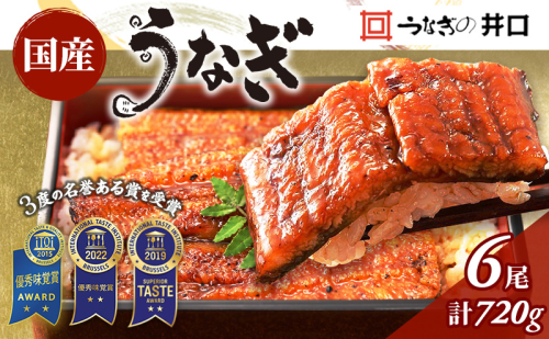 ITI優秀味覚賞受賞 国産うなぎ 長蒲焼き 6尾 (120g×6尾) 山椒 たれ セット 詰め合わせ うなぎの井口 国産 うなぎ 鰻 蒲焼き うなぎの蒲焼 鰻の蒲焼き 小分け おすすめ ギフト 冷蔵 静岡 静岡県 浜松市 【配送不可：離島】 18773 - 静岡県浜松市