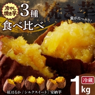 焼き芋 蜜たっぷり！冷やし焼き芋 ひえひえ君 3種食べ比べ 約1kg 芋スイーツ　H047-034