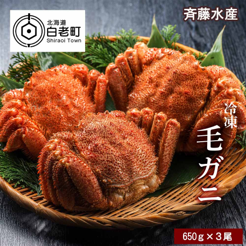 大サイズ！冷凍毛がに約650g×3尾【斉藤水産】 188656 - 北海道白老町