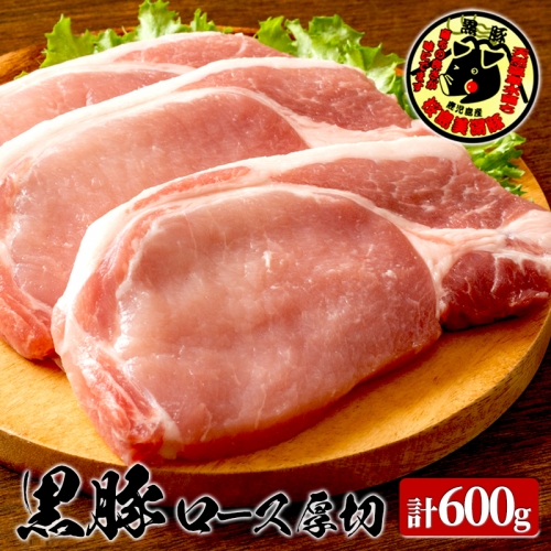 A1-3086／【黒豚】桜島美湯豚 ロース厚切５～６枚（合計600g)急速冷凍