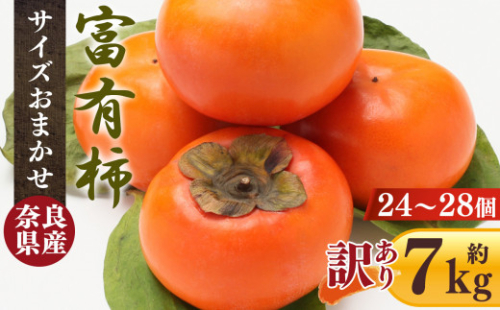 【 訳あり 】 富有柿 7.0kg 箱 サイズおまかせ（ 24個 ～ 28個 ） | フルーツ くだもの 果物 柿 かき カキ 奈良県 五條市 果実 11月 12月 発送 秋 旬 味覚 グルメ お取り寄せ 送料無料 大容量 農家直送 産地直送 ビタミン タンニン 食物繊維 豊富 美容 健康 熊代農園 特産品 多汁 甘い 柔らかい ジューシー 甘柿 訳アリ わけあり