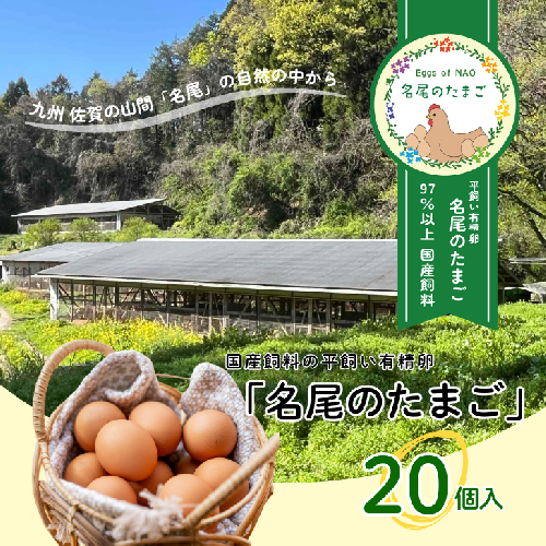 国産飼料の平飼い有精卵「名尾のたまご」20個入：B100-045 1910648 - 佐賀県佐賀市