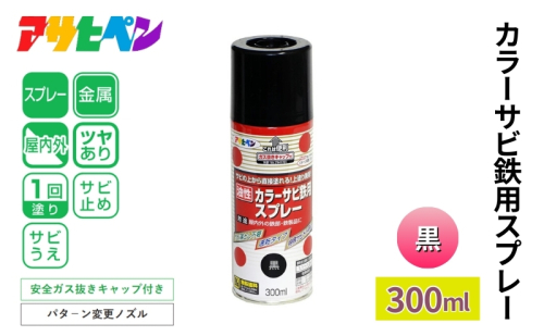 アサヒペン  カラーサビ鉄用スプレー 黒 300ml [スプレー缶 塗料 DIY 日曜大工 屋内 屋外] 1919078 - 兵庫県加東市