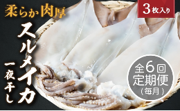 【配送不可：離島】6ヵ月間、毎月発送される定期便です。■商品の強み大きな大きなスルメイカは、やまいちでもイチオシの商品です。根強いファンが多く、本当に身太く美味しい一夜干しのイカです。フライパンで焼い