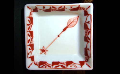 赤絵ゆず葉花種 平角珍味皿 民芸品 工芸品 インテリア 192537 - 石川県能美市