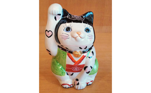 九谷LOVE招き猫「ゆっきー姫 7号」右手あげ 民芸品 工芸品 192643 - 石川県能美市