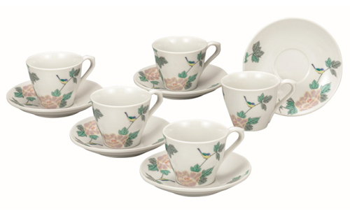 九谷焼 コーヒーセット・小鳥（5客セット） a04 工芸品 民芸品 伝統技術 カップ ソーサー  192707 - 石川県能美市