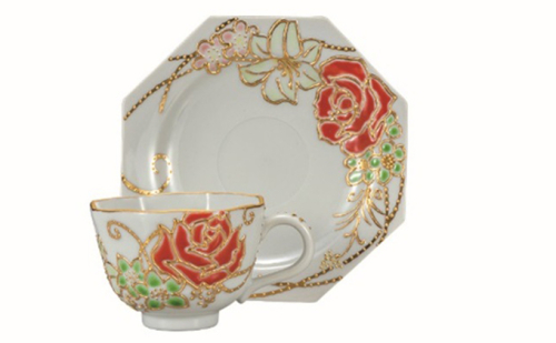 九谷焼 カップ&ソーサ・バラ 相川志保 a04 工芸品 民芸品 伝統技術 ソーサー 192719 - 石川県能美市