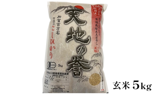 天日干有機米こしひかり「天地の誉」玄米5kg お米 コシヒカリ 石川県産  192783 - 石川県能美市