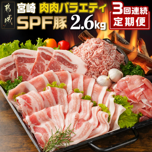 ≪3回連続お届け≫「宮崎SPF豚」肉肉バラエティ2.6kgセット_T45-3-K902 1928642 - 宮崎県都城市