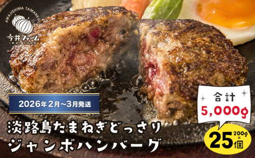 淡路島たまねぎどっさりジャンボハンバーグ 200g×25個【2026年2月～3月発送】 ハンバーグ 1929820 - 兵庫県淡路市