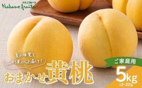 ≪2026年先行予約≫【仲野観光果樹園】ご家庭用 山形県産 おまかせ 黄桃 5kg(12～20玉) 2026年8月上旬から順次発送 F2Y-6117