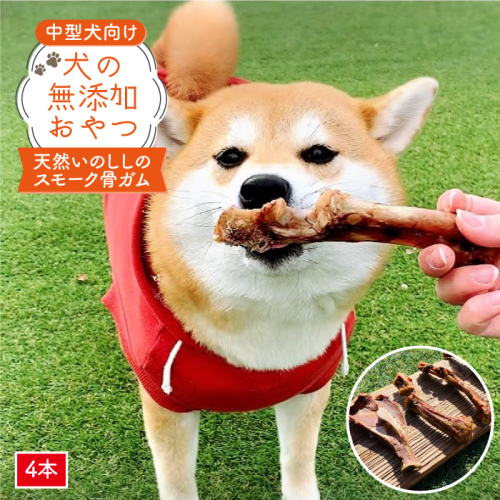 中型犬向け☆天然いのししのスモーク骨ガム4本【わんこin食堂】 [FCG054] 193355 - 佐賀県吉野ヶ里町