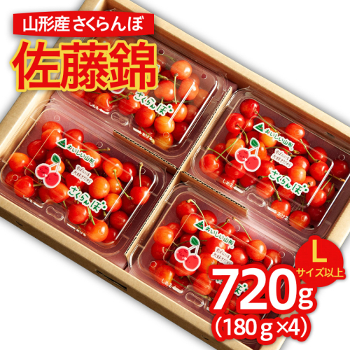 山形のさくらんぼ 佐藤錦 Lサイズ以上 720g (180g×4パック) 【令和8年産先行予約】FS25-516 193854 - 山形県山形市