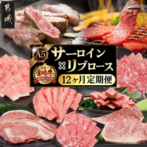 【A5】宮崎牛サーロイン×宮崎牛リブロース三昧定期便(12ヶ月)_TAE12-0101 194407 - 宮崎県都城市