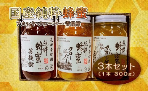 国産純粋蜂蜜（３００g×３本） en01-00039 194914 - 北海道遠軽町
