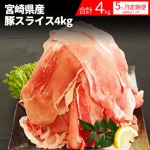 宮崎県産豚スライス 4kg 5回定期便　B224 195058 - 宮崎県延岡市