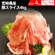 宮崎県産豚スライス 4kg 5回定期便