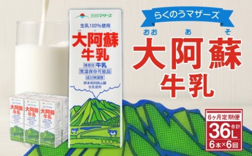 【6ヶ月定期便】 大阿蘇牛乳 1L×6本×6ヶ月 合計36L 紙パック 195454 - 熊本県益城町