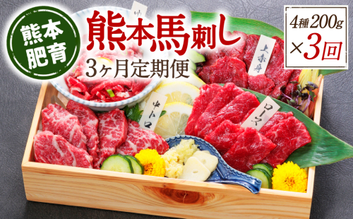 【定期便3回】熊本馬刺し 馬刺し4種 200g×3ヵ月 馬肉 熊本名物 1959784 - 熊本県八代市