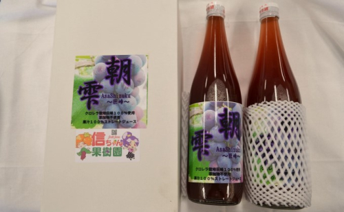 葡萄 農家『信ちゃん果樹園』巨峰 100% ジュース 2本 果汁飲料 野菜飲料 ぶどうジュース ブドウ 196147 - 福岡県朝倉市