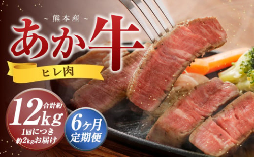 【6か月定期便】 熊本 あか牛 ヒレ肉 約2kg （約150g×10枚～12枚） 牛 肉 牛肉 ヒレ ステーキ 1965486 - 熊本県益城町