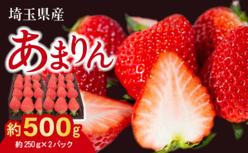 いちご あまりん 2パック 約500g (1パックあたり約250g) 8～15粒 | イチゴ 苺 ストロベリー 新鮮  果物 フルーツ 埼玉県産 自然 甘い 美味しい ジューシー ビタミン 箱入り おいしい おすすめ 贈り物 ギフト 農家髙橋 埼玉県 東松山市