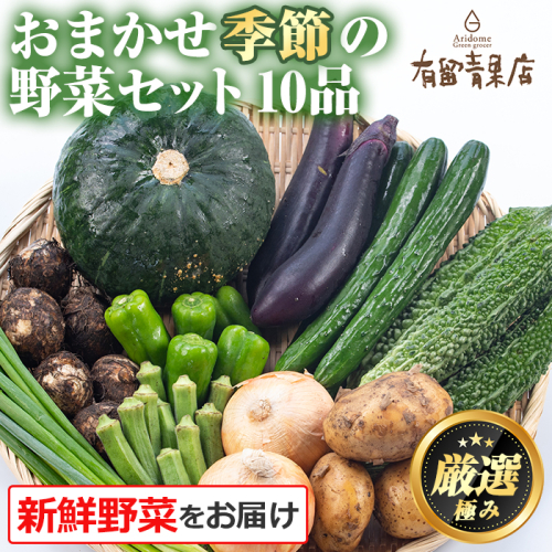 【0123608a】自慢の農家×老舗青果店の新鮮でおいしい野菜・おまかせ便(10品) 野菜 セット 詰め合わせ 詰合せ 旬 お野菜【有留青果】 197434 - 鹿児島県東串良町