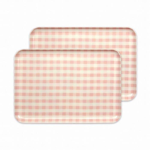 【ピンク2枚組】ST ランチョン トレー L 39cm ミルキー チェック タツクラフト 【Tk98】 1974445 - 和歌山県上富田町