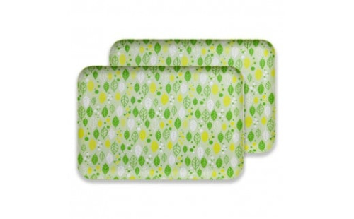 友禅染和紙トレー L 39cm 2枚セット サマー リーフ グリーン タツクラフト 【Tk272】 1974593 - 和歌山県上富田町